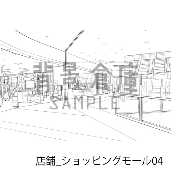 店舗_背景素材集35(ショッピングモール)_トーン