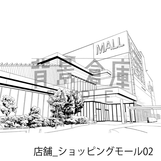店舗_背景素材集35(ショッピングモール)_トーン