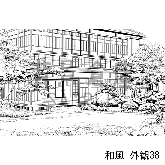和風_背景素材集27(外観)_トーン