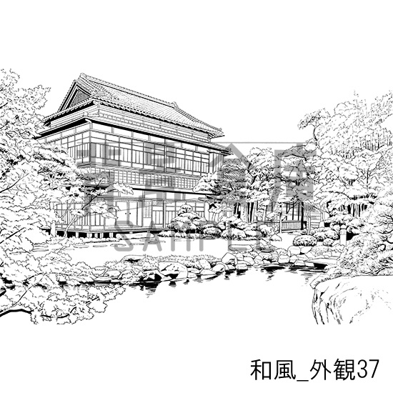 和風_背景素材集27(外観)_トーン