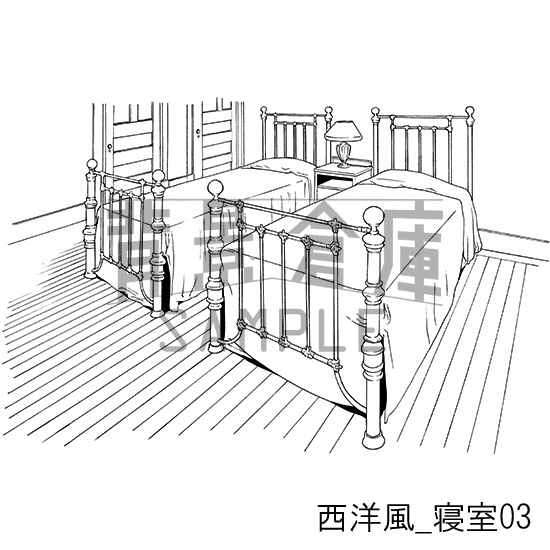 西洋風の背景集_セット6(寝室)