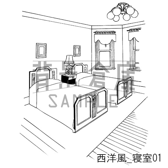 西洋風の背景集_セット6(寝室)
