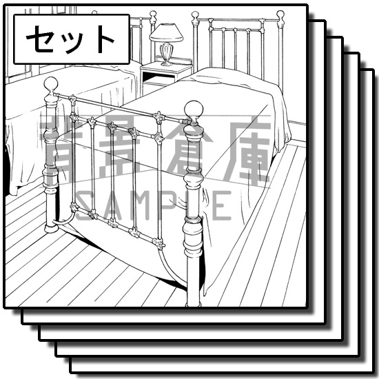 西洋風の背景_セット6(寝室)