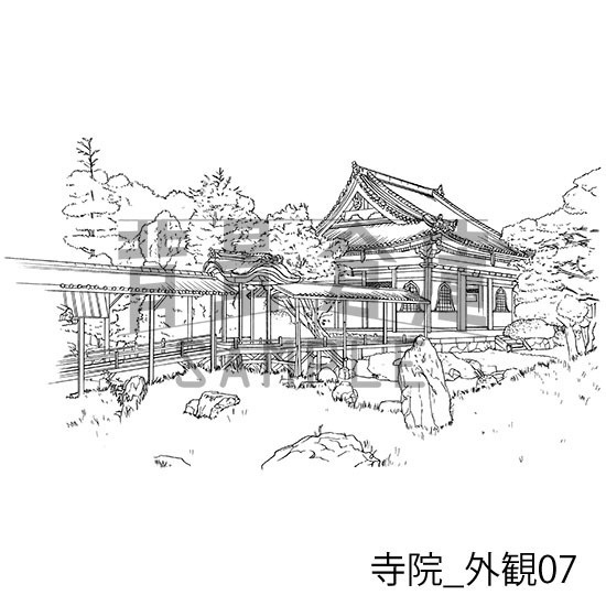 寺院_背景素材集1(外観)_トーン