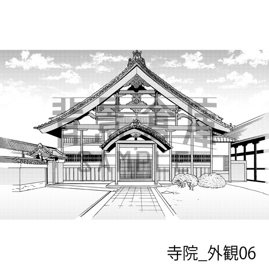 寺院_背景素材集1(外観)_トーン