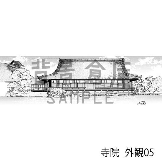 寺院_背景素材集1(外観)_トーン