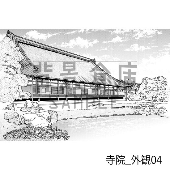 寺院_背景素材集1(外観)_トーン
