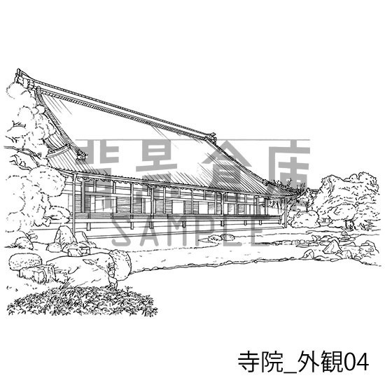 寺院_背景素材集1(外観)_トーン