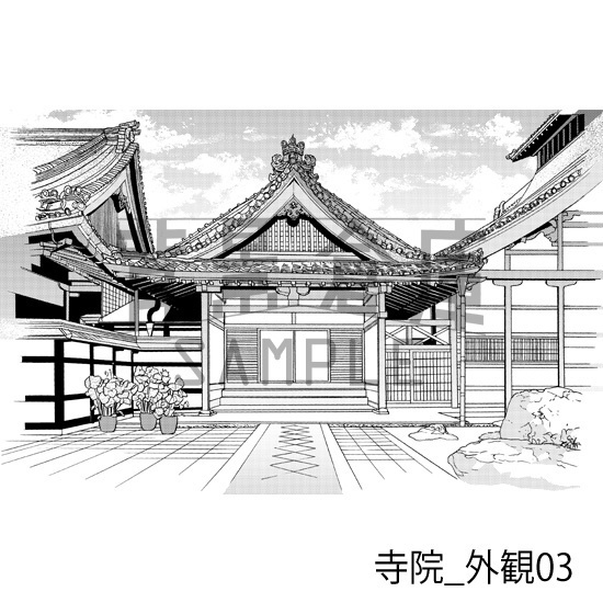 寺院_背景素材集1(外観)_トーン