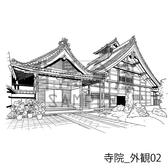 寺院_背景素材集1(外観)_トーン