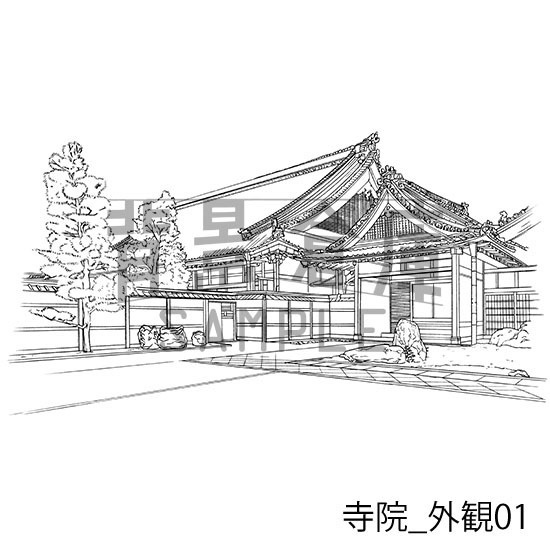 寺院_背景素材集1(外観)_トーン
