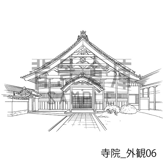 寺院_背景素材集1(外観)_トーン
