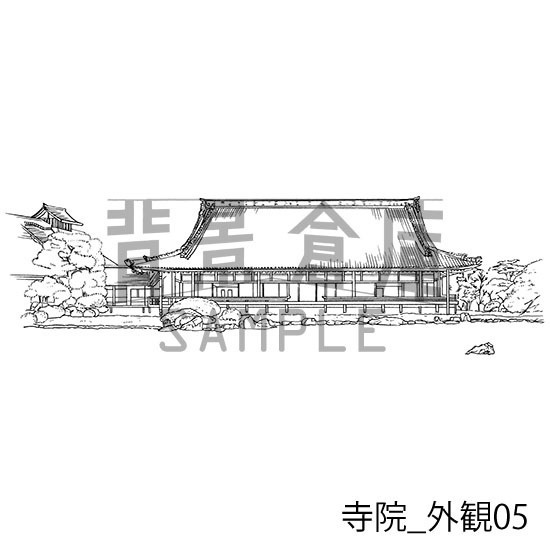 寺院_背景素材集1(外観)_トーン