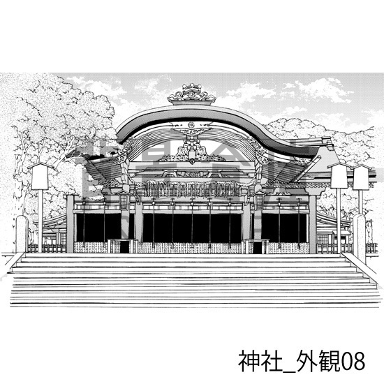 神社_背景素材集2(外観)_トーン