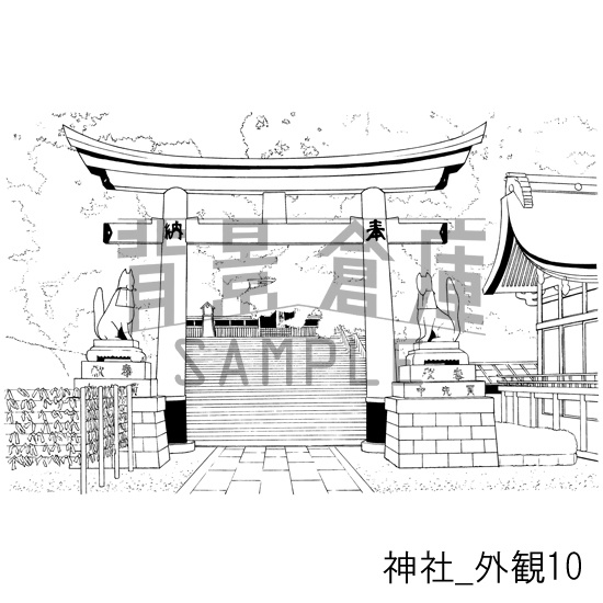 神社_背景素材集2(外観)_トーン