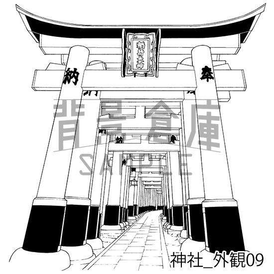 神社_背景素材集2(外観)_トーン