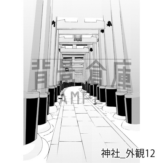 神社_背景素材集2(外観)_トーン