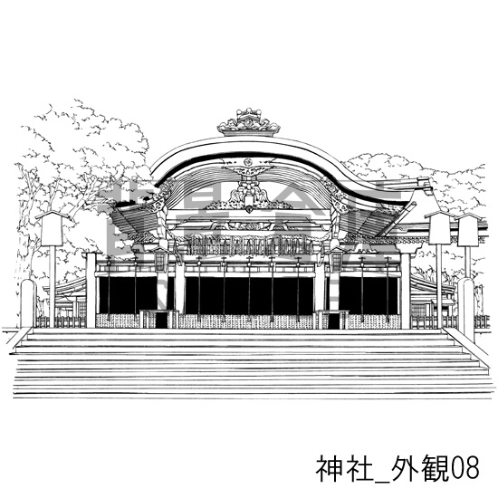 神社_背景素材集2(外観)_トーン