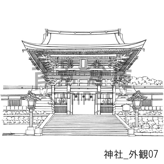神社_背景素材集2(外観)_トーン