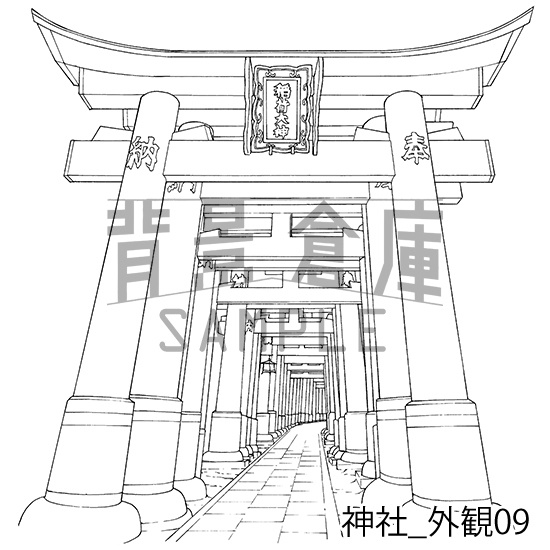 神社_背景素材集2(外観)_トーン