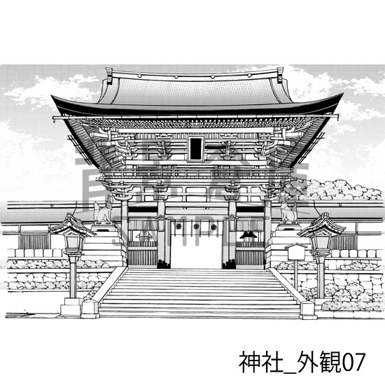 神社_背景素材集2(外観)_トーン