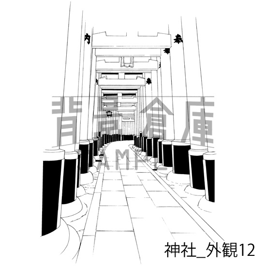 神社_背景素材集2(外観)_トーン