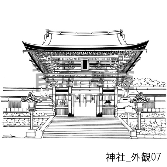 神社_背景素材集2(外観)_トーン