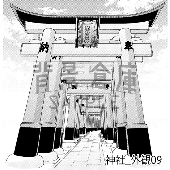 神社_背景素材集2(外観)_トーン