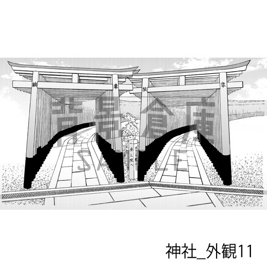 神社_背景素材集2(外観)_トーン