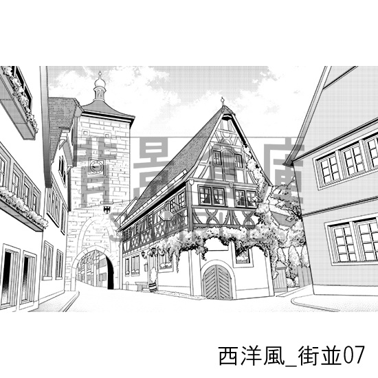 西洋風_背景素材集1(街並)_トーン