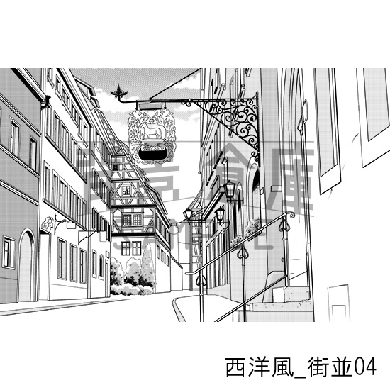 西洋風_背景素材集1(街並)_トーン
