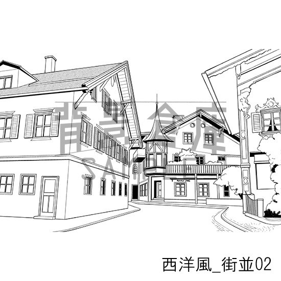 西洋風_背景素材集1(街並)_トーン