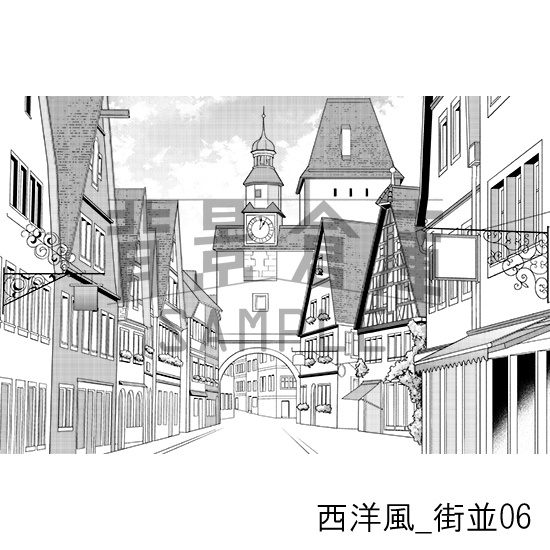 西洋風_背景素材集1(街並)_トーン