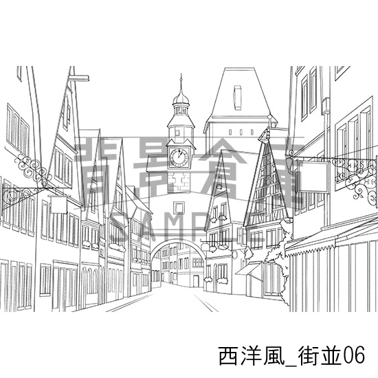 西洋風_背景素材集1(街並)_トーン