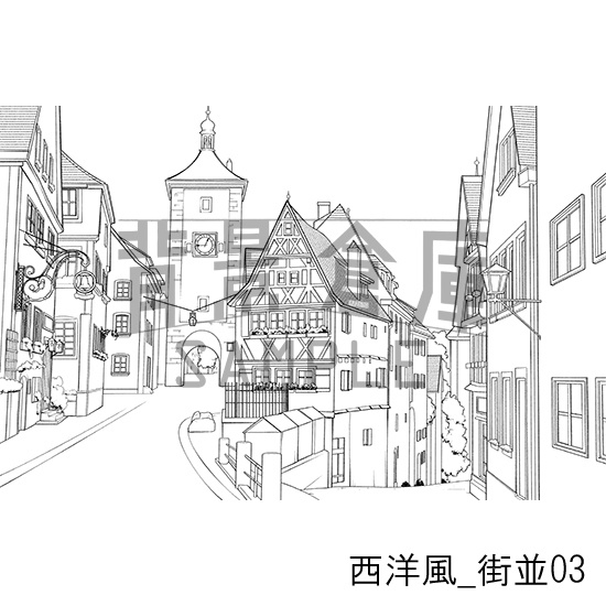 西洋風_背景素材集1(街並)_トーン