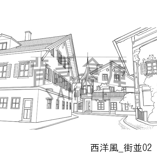 西洋風_背景素材集1(街並)_トーン