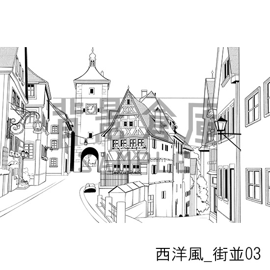 西洋風_背景素材集1(街並)_トーン