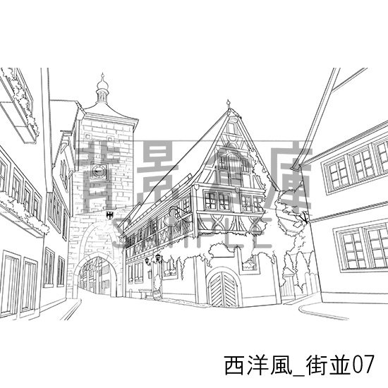 西洋風_背景素材集1(街並)_トーン