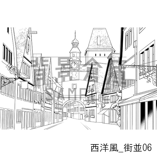 西洋風_背景素材集1(街並)_トーン