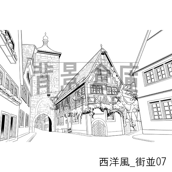 西洋風_背景素材集1(街並)_トーン