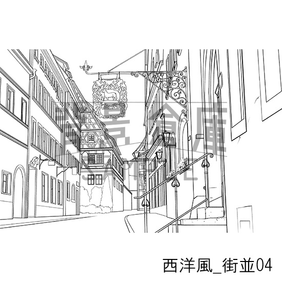 西洋風_背景素材集1(街並)_トーン