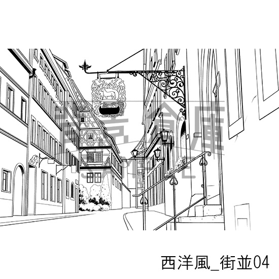 西洋風_背景素材集1(街並)_トーン