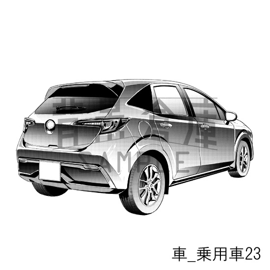 車_背景素材集9(乗用車)_トーン