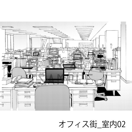 オフィス街_背景素材集4(室内)_トーン