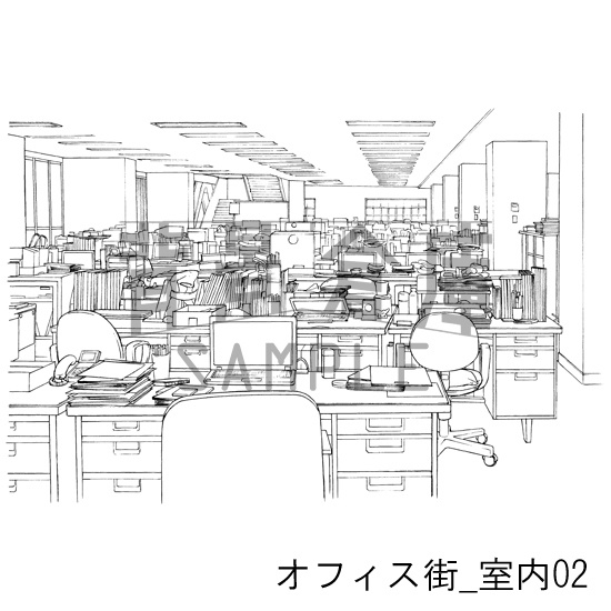 オフィス街_背景素材集4(室内)_トーン