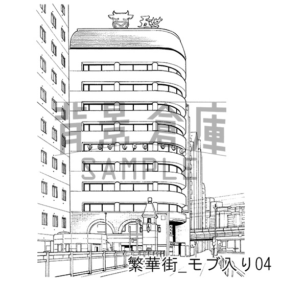 繁華街の背景集_セット5(モブ入り)