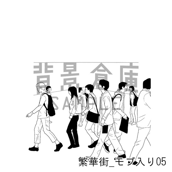 繁華街の背景集_セット5(モブ入り)