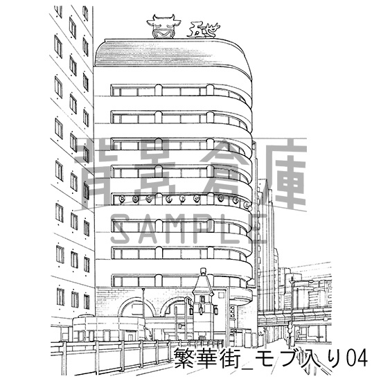 繁華街の背景集_セット5(モブ入り)