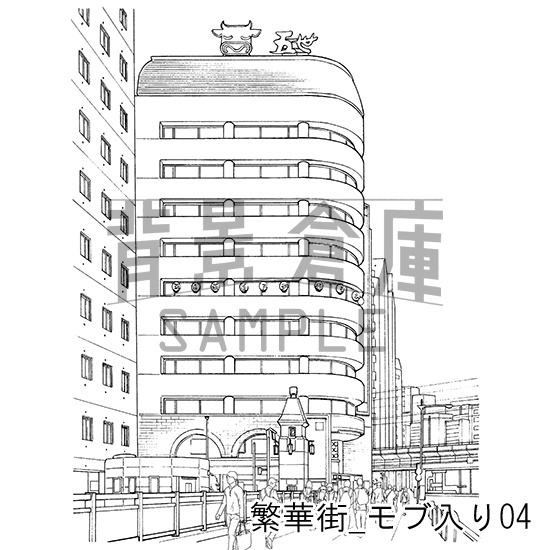 繁華街の背景集_セット5(モブ入り)