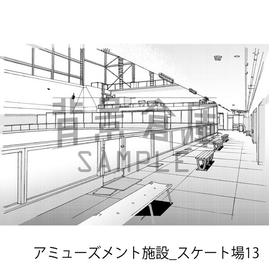 アミューズメント施設_背景素材集2(スケート場)_トーン